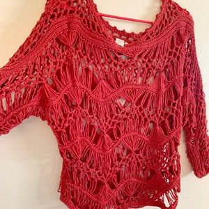 Anthropologie Yellow Bird Chunky Macrame Pullover